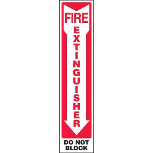 Accuform NMC MFXG580XL Safety Sign: Fire Extinguisher (Down Arrow) Do Not Block 18"X4" Aluma-Lite Sign