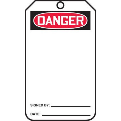Accuform NMC MDT185LCP OSHA Danger Safety Tag: Blank Self-Laminating Card Stock 25/Pack