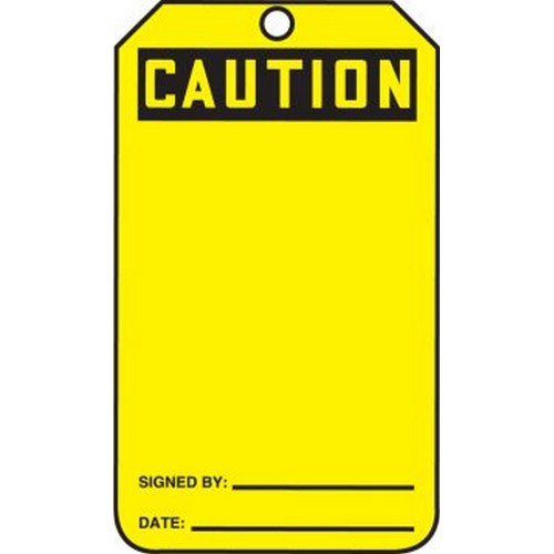 Accuform NMC MGT200LTP OSHA Caution Safety Tags: Blank Yellow Laminate 25/Pack