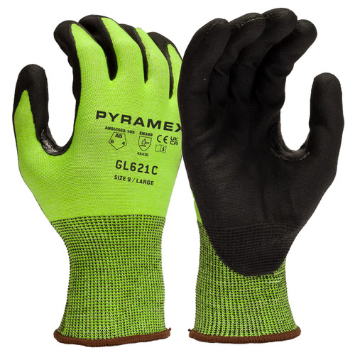 Pyramex Safety GL621CVP 18 Gauge HPPE Shell Micro-Foam Nitrile ANSI A5 Gloves Vend Packed