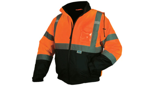 Pyramex Safety RJ3220 Winter Wear - Hi-Vis Orange Bomber Jacket with Quilted Lining ANSI Type R Class 3