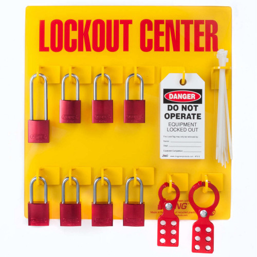 Zing Green 2727 RecycLockout Lockout Tagout Station, 8 Aluminum Padlock