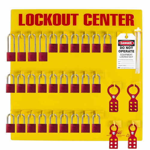 Zing Green 2729 RecycLockout Lockout Tagout Station, 28 Aluminum Padlock