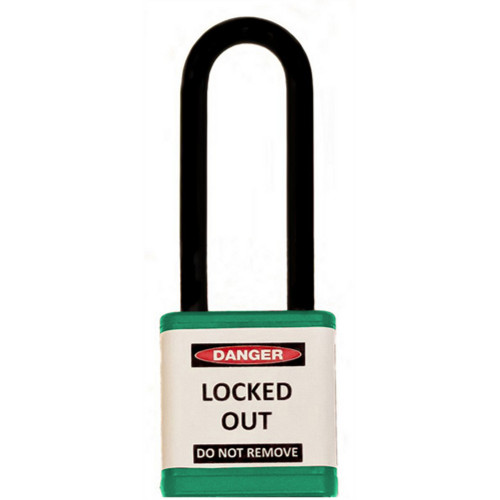 Zing Green 710KA-GREEN Lockout Safety Padlock, 700 Series, 3" Shackle, Keyed Alike, Green