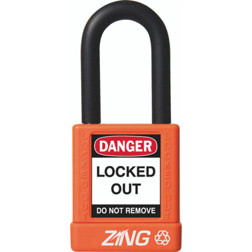 Zing Green 7042 Recyclockout Safety Padlock, 1.5" Shackle, Keyed Different, Orange