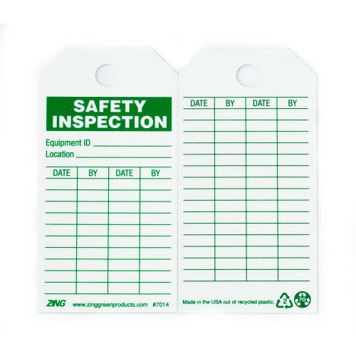 Zing Green 7014 Eco Safety Tag, Safety Inspection, 5.75Hx3W, 10 Pack