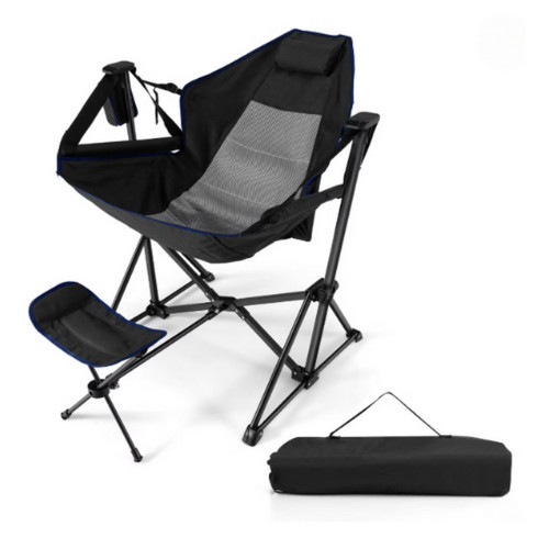 Tangkula Hammock Camping Chair w/ Retractable Footrest & Carrying Bag for Camping Picnic
