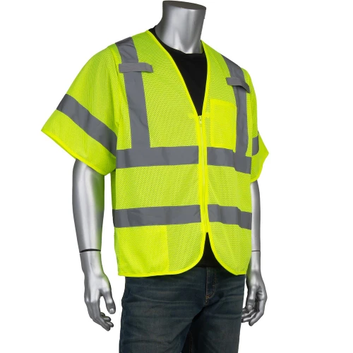 PIP 303-V101LY-S/M ANSI Type R Class 3 Dual Sized Two Pocket Mesh Vest