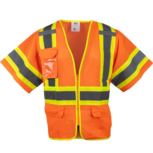 PIP 303-V310-OR ANSI Type R Class 3 Two-Tone Mesh Vest Hi-Vis Orange
