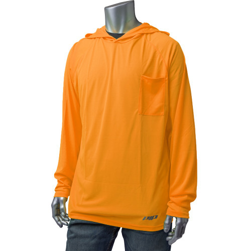 PIP 310-1320-OR/XS Non-ANSI Quick Dry Hooded Long Sleeve T-Shirt