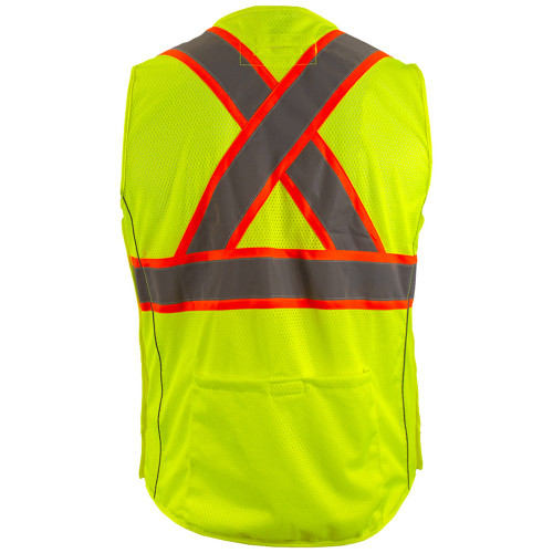 PIP 540GX-LM ANSI Type R Class 2 Two-Tone Women's Contoured Breakaway Vest with Solid Front, Mesh Back and X-Back Hi-Vis Yellow