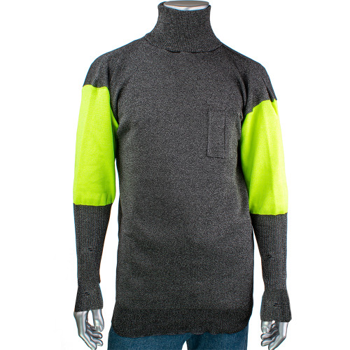 PIP P191SP-PP1-TH ATA TECHNOLOGY PULLOVER, 4 INCH STAY COOL COLLAR, HI-VIZ BICEP, PEN POCKET, THUMB HOLE Dark Gray