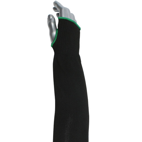 PIP S10HTP/2BK-EW-ES6-22T Single-Ply ATA / High Tenacity Polyester Blended Sleeve with Thumb Hole - Wide Width
