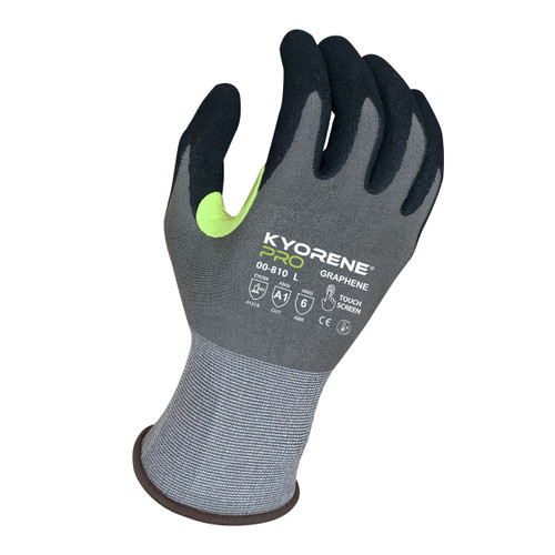 Armor Guys 00-810 18g Gray Kyorene Pro Liner With Black HCT Micro Foam Nitrile Palm Coating,  Hi Vis Thumb Croth Reinforcement, Touch Screen