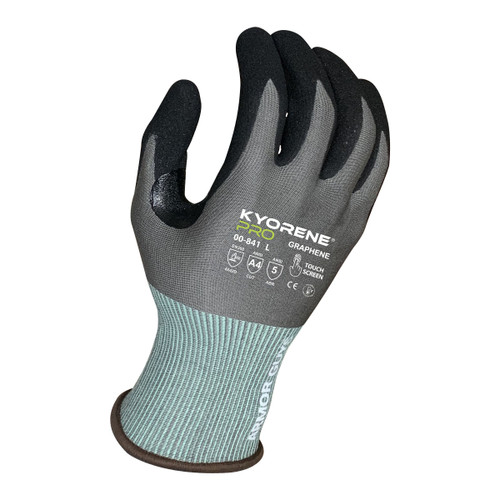 Armor Guys 00-841 18g Gray Kyorene Pro Liner With Black HCT Micro Foam Nitrile Palm Coating With Dots, Thumbcrotch Reinforcement, Touch Screen, ANSI A4