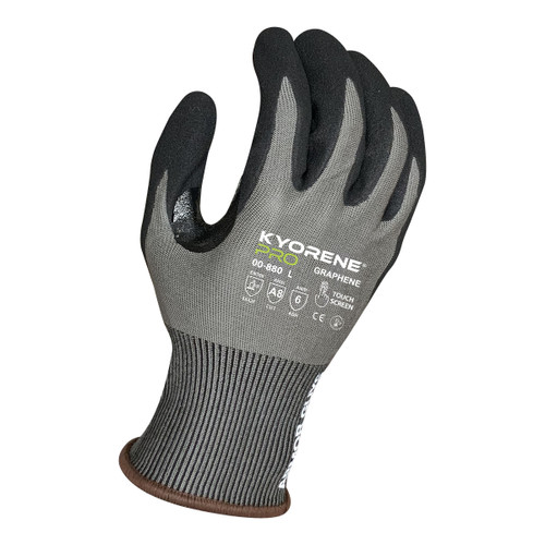 Armor Guys 00-880 18g Gray Kyorene Pro Liner With Black HCT Micro Foam Nitrile Palm Coating, Thumbcrotch Reinforcement, Touch Screen, ANSI A8