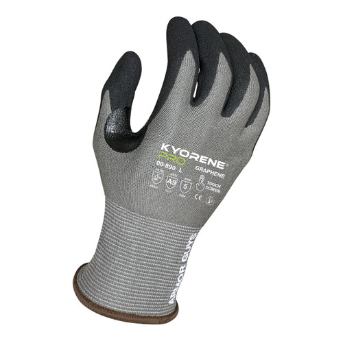 Armor Guys 00-890 18g Gray Kyorene Pro Liner With Black HCT Micro Foam Nitrile Palm Coating, Thumbcrotch Reinforcement, Touch Screen, ANSI A9