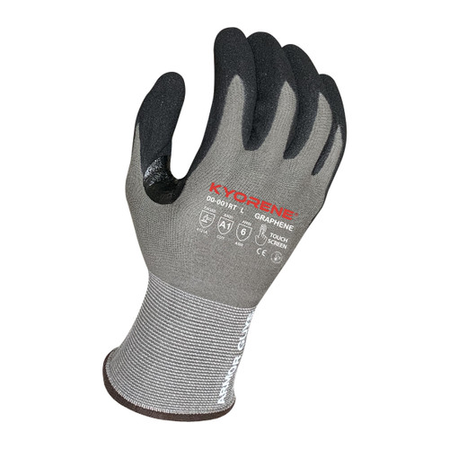 Armor Guys 00-001RT 15g Gray Kyorene Liner With Black HCT Micro Foam Nitrile Palm Coating, With Thumb Crotch Reinforcement