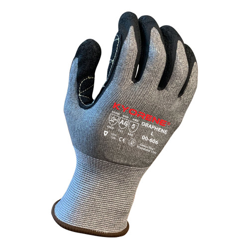 Armor Guys 00-606 13g Gray Kyorene Liner With Black Crinkle Latex Palm Coating, Thumb Crotch Reinforcement, ANSI A6 Glove