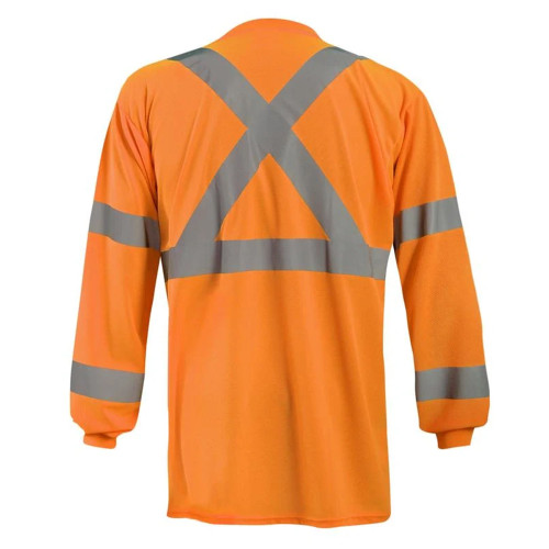 Occunomix LUX-LSTP3BX-O Long Sleeve Wicking Birdseye X-Back T-Shirt Hi-Vis Orange
