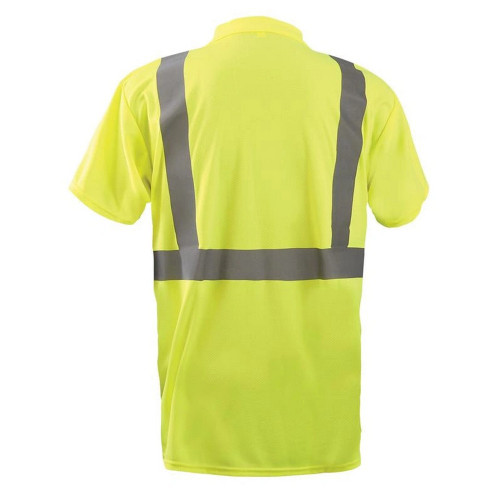 Occunomix LUX-SSPP2B-Y Short Sleeve Wicking Birdseye Polo Shirt W/Pocket Hi-Vis Yellow