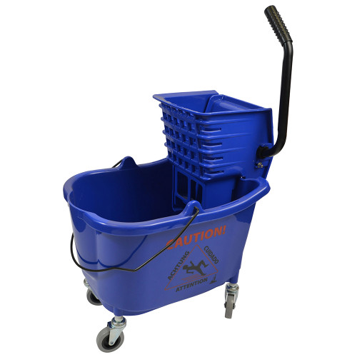 Janico 1010BL 35qt Blue Mop Bucket & Side Press Wringer Combo