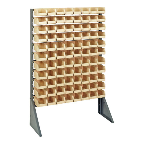 Quantum Storage Systems QRU-12S-220-96IV 36" x 15" x 53" Gray Steel Rail Rack with (96) 7 3/8" x 4 1/8" x 3" Ivory Bins and (12) Rails