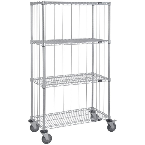Quantum Storage Systems M2460C46RE 24" x 60" x 69" Mobile Enclosure Cart with 4 Wire Shelves