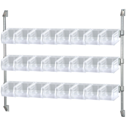Quantum Storage Systems CAN-34-48BH-230CL 34" x 48" Wall Mount Cantilever with 24 Clear Divider Bins