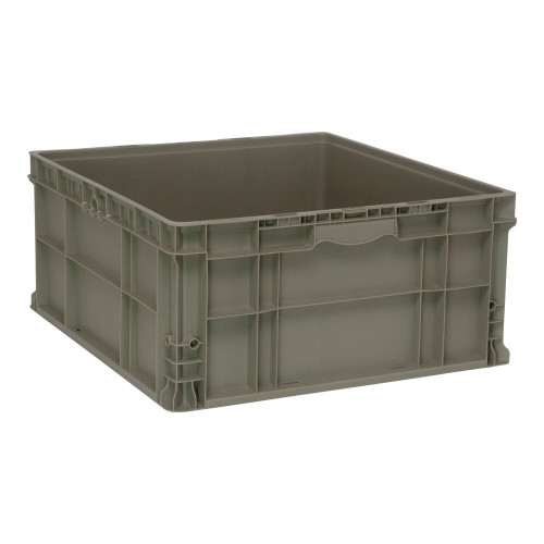 Quantum Storage Systems RSO2422-11 24" x 22 1/2" x 11" Heavy-Duty Gray Stacker Straight Wall Container with Built-In Handle Grips