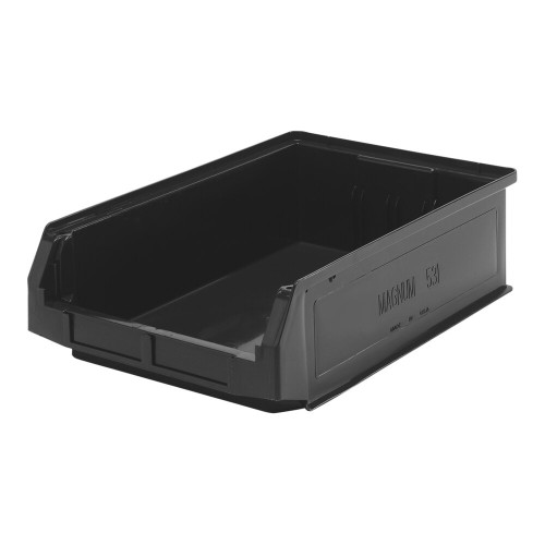 Quantum Storage Systems QMS531BR Magnum 19 3/4" x 12 3/8" x 5 7/8" Recycled Black Storage Tote Bin