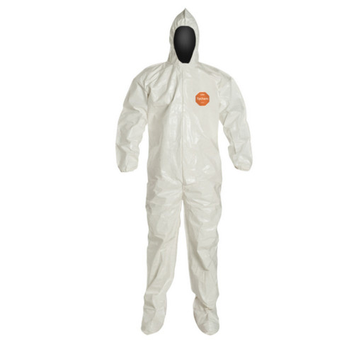 DuPont TyChem 4000 Coverall SL122B with Hood, Elastic Wrists, and Attached Socks - Box of 12