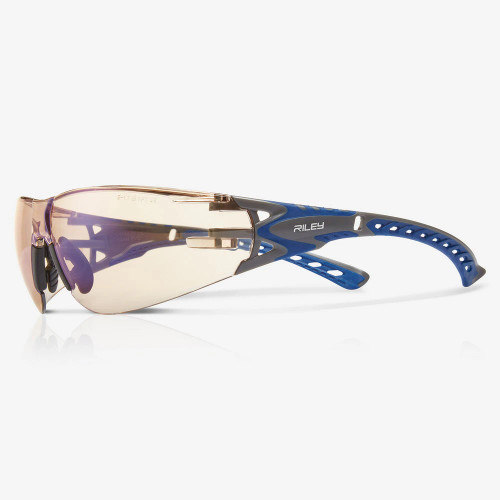 Global Glove RLY00364 Stream Evo Twilight Anti-Fog Lens, Gray and Blue Frame Safety Glasses