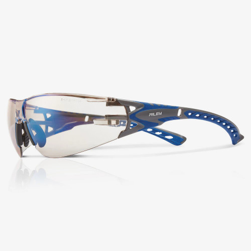 Global Glove RLY00360 Stream Evo Twilight Performance Fog Technology Lens, Gray and Blue Frame Safety Glasses