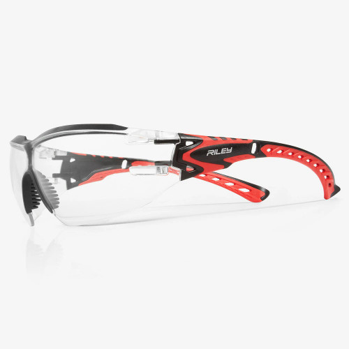Global Glove RLY00560 Sparta (Eco) Clear Anti-Fog Lens, Black and Red Frame Safety Glasses