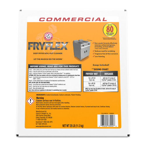 Church & Dwight Arm & Hammer FryFlex Commercial Fryer Cleaner White Granular Powder 25lb. 1/cs