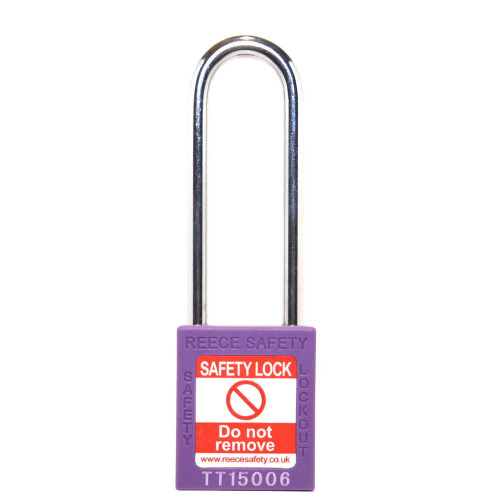 Reece Safety TT38PRPKLONG PURPLE Steel Shackle safety padlock keyed alike long