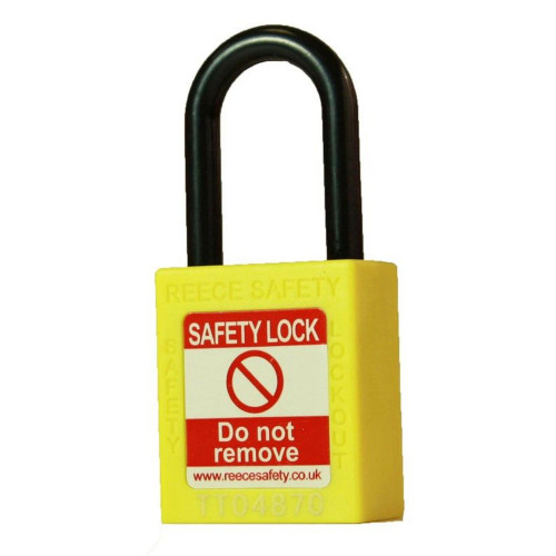 Reece Safety NC38YLW YELLOW Plastic Shackle safety padlock keyed differently