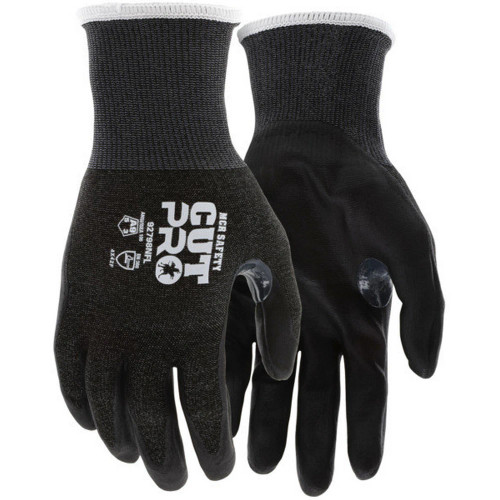 MCR Safety 92798NF Cut Pro - 18 Gauge Black HyperMax HPPE Shell - Nitrile Foam A9 Cut Resistant Work Gloves