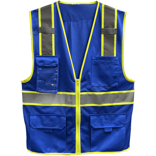 PIP 500GT Reflective Apparel Enhanced Visibility Five Pocket Mesh Vest, Royal Blue