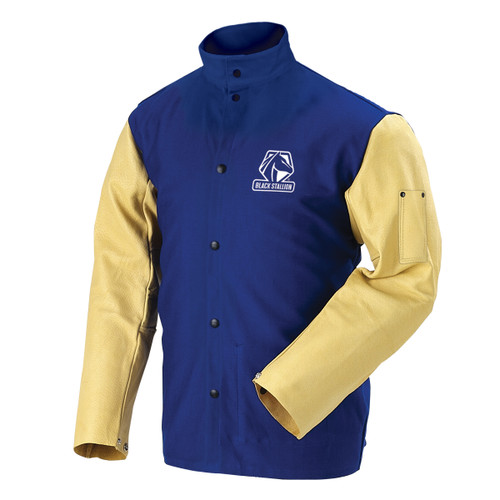 Black Stallion FRB9-30C/PS FR Cotton & Grain Pigskin Hybrid Welding Jacket, Royal Blue