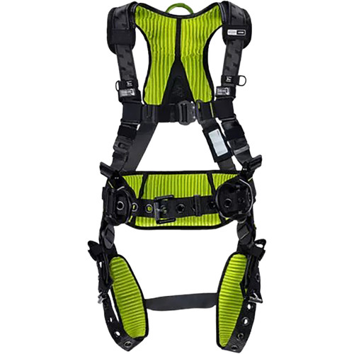 Miller H7CC2A Construction Comfort Full-Body Harness with Aluminum Hardware, 5 Points of Adjustment, Back & Side D-Rings, Belt, Quick-Connect Chest Buckle & Tongue Leg Buckles