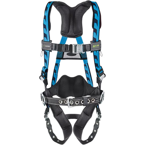 Miller AC-TB-BDP Premium Breathable Full-Body Harness with Steel Hardware, 5 Points of Adjustment, Back D-Ring, Lumbar Pad, Quick-Connect Chest Buckle & Tongue Leg Buckles, Green