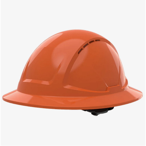 Global Glove SKHFBUS041OR Radius Vented Standard Peak Full Brim Style Hard Hat With Six-Point Ratchet Suspension - Orange