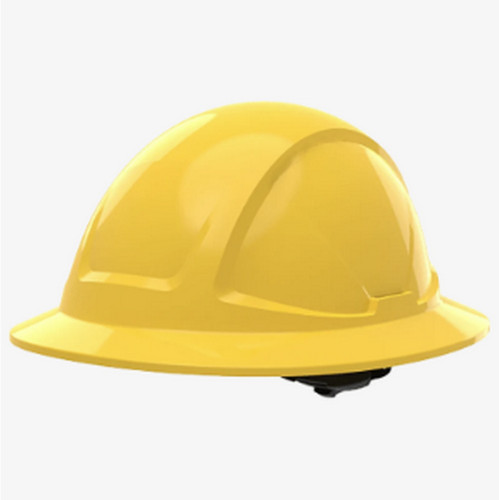 Global Glove SKHFBUS042YE Radius Unvented Standard Peak Full Brim Style Hard Hat With Six-Point Ratchet Suspension - Yellow