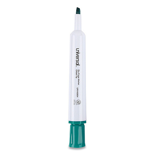 Universal UNV43654 Dry Erase Marker, Broad Chisel Tip, Green, Dozen