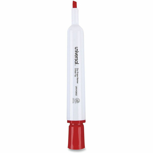 Universal UNV43652 Dry Erase Marker, Broad Chisel Tip, Red, Dozen