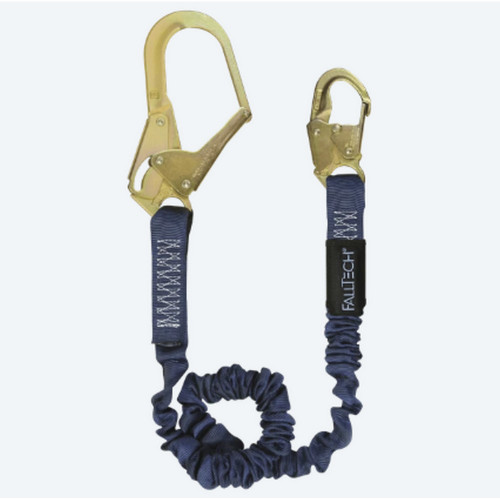 FallTech® 82403 ElasTech® 4½' to 6' Single-Leg Energy Absorbing Lanyard with Steel Connectors