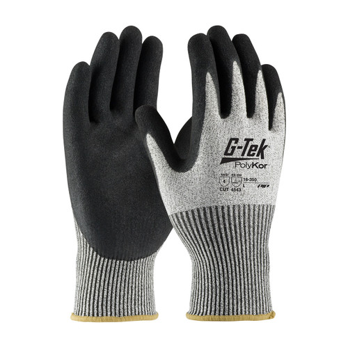 PIP 16-350 G-TEK Polykor Seamless Knit Polykor Blended Glove With Double-Dipped Nitrile Coated Microsurface Grip On Palm & Fingers, Cut Resistant Glove, A4