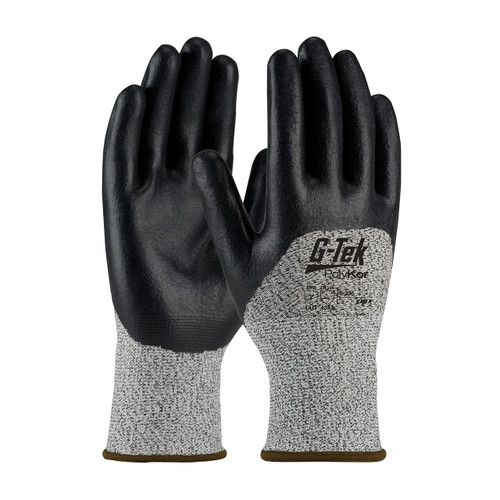 PIP 16-355 G-TEK Polykor Seamless Knit Polykor Blended Glove With Nitrile Coated Foam Grip On Palm, Fingers & Knuckles, Cut Resistant Glove, A2